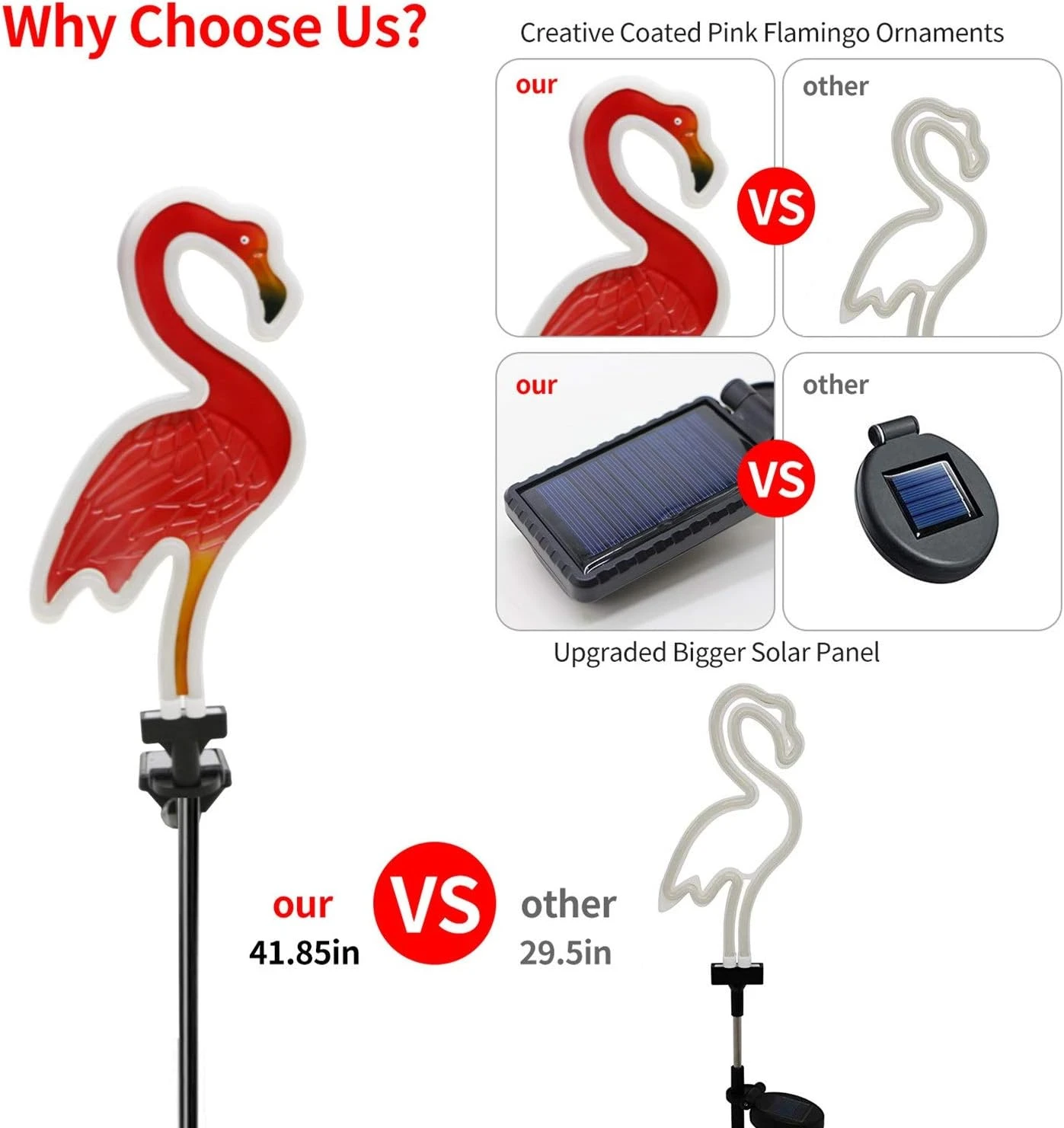 Solar Flamingo Pink Neon Light - Set Of 2 Metal Garden Stake Lights 42 Inch Path Lighting For Christmas Yard Lawn Patio Walkway Decor 2 Solar Flamingo Pink Neon Light - Set Of 2 Metal Garden Stake Lights 42 Inch Path Lighting For Christmas Yard Lawn Patio Walkway Decor - Image 2