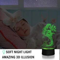 3D Illusion Mermaid Night Lights, Table Lamp USB Powered 7 Colors LED Night Lamp With Smart Touch Ideal For Girls Mermaid Birthday Christmas Gift Room Decor -Xmas Lighting Shop 71yL77m9hEL. AC SL1500