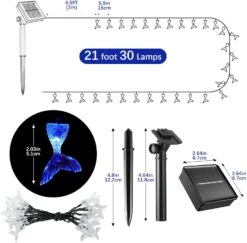 SEMILITS Solar String Lights Outdoor Waterproof 30 Led Fishtail String Lights For Patio Garden Yard Christmas Decor Blue -Xmas Lighting Shop 71yg XTdpZL. AC SL1500