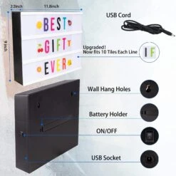 Gemaxvoled Cinema Light Box-Upgraded 16 Colors Changing Light Up Sign Box With 270 Changable Letters & Symbols, A4 Size Letter Message Light Board For Party Birthday Christmas Home Decor -Xmas Lighting Shop 71ygjiG75kS. AC SL1500