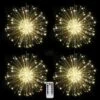 Bcga 4 Packs Firework Lights Copper Wire LED Lights, 8 Modes Dimmable String Fairy Lights With Remote Control, Waterproof Hanging Starburst Lights For Parties,Home,Christmas Outdoor Decoration