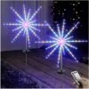 DenicMic Solar Firework Meteor Lights 2 Pack, Outdoor Solar Garden Decorative Starry Starburst Lights With Remote, 8 Modes Landscape Path Lights For Patio Yard Christmas Decor (Multicolor)