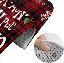 4 Pcs Christmas Red Buffalo Plaid Shower Curtain Set With Rugs, Toilet Lid Cover Bath Mat ,Christmas Shower Curtain With 12 Hooks,65 X 70 Inches Waterproof Christmas Shower Curtain For Bathroom Set -Xmas Lighting Shop 71z13NIv89L. AC SL1500