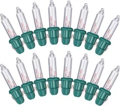 Christmas Replacement Mini Light Bulbs Incandescent Light Bulbs 2.5 V Mini Glass Lights With Green Base, 0.17 Ampere, 0.425 Watt (Clear, 50) -Xmas Lighting Shop 71zEA6EXBGL. AC SL1500