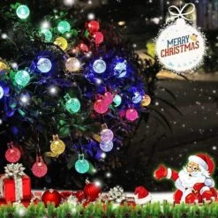 BIUYOY Solar String Lights Outdoor Waterproof 50LED 24 Feet Fairy Lights 8 Mode Indoor/Outdoor Globe Lights For Garden Patio Yard Home Christmas Parties Wedding(Multi-Color) -Xmas Lighting Shop 71zJMhSWpL. AC SL1000