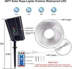 GLPE Solar Rope Lights Outdoor Waterproof LED,66ft 200 LEDs String Lights Solar Powered,8 Modes Multicolor Fairy Lights With Remote For Christmas Garden Patio Deck Backyard Pool Trampoline -Xmas Lighting Shop 71zORn5pXoL. AC SL1500