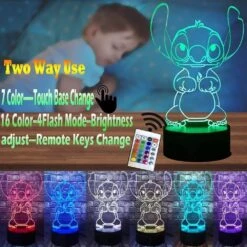 LOUHH Stitch Night Lights, Stitch Gifts - 3D LED Intelligent Remote Control 16-Color Stitch Light For Children's Room Decoration, Christmas Gifts, Children's Day Gift -Xmas Lighting Shop 71zoCVLFbXL. AC SL1000