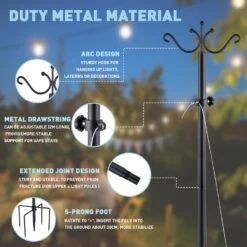 Outdoor Patio String Lights Poles - 2 Pack Metal Light Poles 9FT Black With Hooks & Wire Rope For Backyard, Wedding, Garden, Christmas & Holidays -Xmas Lighting Shop 71zw4r5oH7L. AC SL1500