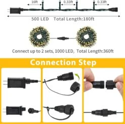 QUWIN Led Outdoor Christmas String Lights, 500 LED UL Certified 8 Lighting Modes, Indoor & Outside Waterproof Fairy Light For Christmas Tree, Patio, Holidays, Party (180 Ft Warm White) -Xmas Lighting Shop 71zwS6OQCBL. AC SL1500