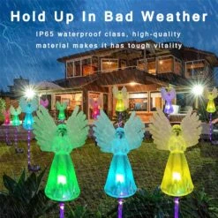NMM Solar Angel Lights, 2 Pack Outdoor Solar Garden Lights, Multi-Color Changing Angel Decorative Lights For Yard Lawn Pathway Grave Cemetery Christmas Decoration, Thanksgiving Memorial Gift -Xmas Lighting Shop 81 6Dbpv CL. AC SL1500