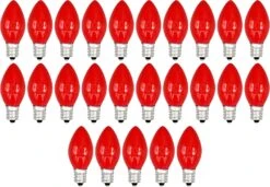 Creative Hobbies® Box Of 25 Light Bulbs, Ceramic Opaque Red, Steady Burning, 7 Watt, C7 Candelabra Base -Great For Night Lights, Decorative Lights And Christmas Strings -Xmas Lighting Shop 81 PTAwJjOL. AC SL1500