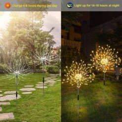 Solar Garden Lights, Firework Lights Outdoor 5 Pack 120 LED Solar Waterproof Decorative Starburst Lights Landscape Lamp Adjustable Brightness, Decor For Courtyard Garden Christmas Party(Warm White) -Xmas Lighting Shop 81 sVHCY4cL. AC SL1500