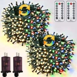 2-Pack 66FT 200 LED Color Changing Christmas String Lights (Warm White To Multicolor), Extendable Christmas Tree Lights With Memory Function & Timer & Remote, Christmas Light For Garden Holiday Decor