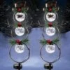 GUOOU Solar Christmas Yard Decorations, Outdoor LED Solar Powered Glass Ball Lights, Xmas Snowman Pathway Lights, Metal Solar Garden Stake Lights, Snowman Christmas Lawn Yard Ornament, Set Of 2