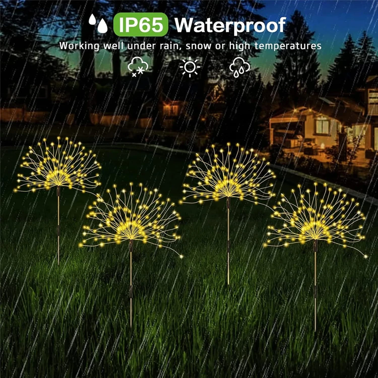 Serpouliom Solar Garden Lights, Firework Lights Outdoor 2 Pack 180 LED Solar Lights Outdoor Waterproof Landscape Lamp, Decor For Courtyard Garden Christmas Party (Warm White) 2 Serpouliom Solar Garden Lights, Firework Lights Outdoor 2 Pack 180 LED Solar Lights Outdoor Waterproof Landscape Lamp, Decor For Courtyard Garden Christmas Party (Warm White) - Image 2