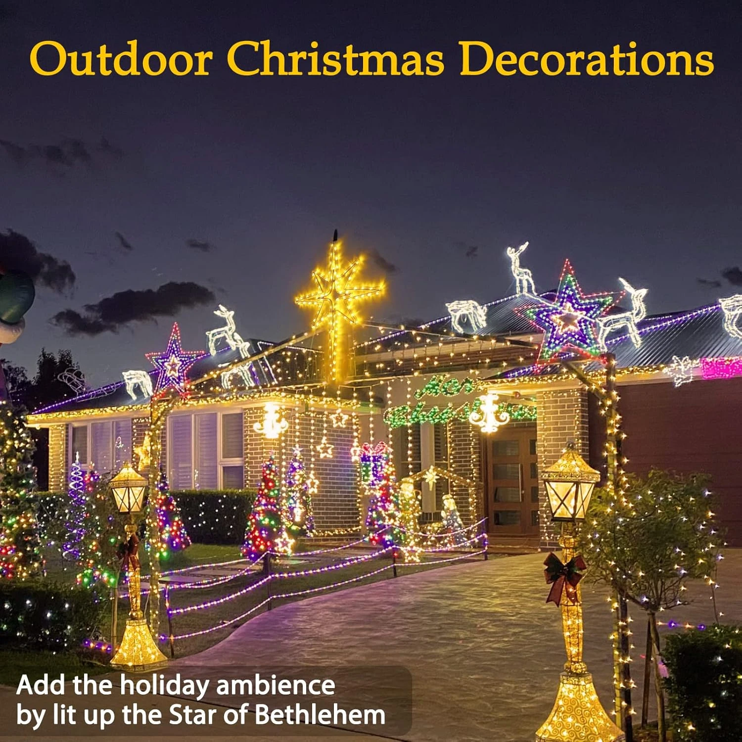 22" Bethlehem Star Outdoor Christmas Lights 90 LEDs Christmas Tree Lights Hanging Lights Mains Powered Polaris Christmas Decorations,Star Of Bethlehem Lights For New Year Holiday Wedding Party Decor 2 22" Bethlehem Star Outdoor Christmas Lights 90 LEDs Christmas Tree Lights Hanging Lights Mains Powered Polaris Christmas Decorations,Star Of Bethlehem Lights For New Year Holiday Wedding Party Decor - Image 2