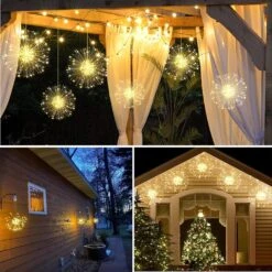 2Pack Firework Lights 200Led Silver Wire Starburst Lights 8 Modes Battery Operated Fairy Lights With Remote, Wedding Christmas Decorative Hanging Lights For Party Patio Garden Decoration (warm White) -Xmas Lighting Shop 811snwA9X2L. AC SL1500