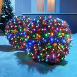 Led Christmas Net Lights Outdoor Christmas Decorations Lights 120Led 6.2ftx4.4ft, Connectable Outdoor Indoor Fairy Mesh String Lights For Party, Holiday, Wedding, Tree, Bushes Decorations (Multicolor)