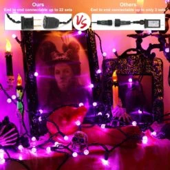 Brizled Purple Halloween Lights, 24.67ft 70 LED G12 Halloween String Lights, 120V Plugin Connectable Halloween Lights Green Wire Purple Lights For Halloween Christmas Tree Room Outdoor Indoor Decor -Xmas Lighting Shop 8125xXIlfNL. AC SL1500