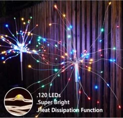 2 PCS Solar Firework Light, Outdoor Solar Garden Decorative Lights 120 LED Powered 40 Copper Wires String DIY Landscape Light For Walkway Pathway Backyard Christmas Decoration Parties (Multi-Color) -Xmas Lighting Shop 8126QbwdgDL. AC SL1500
