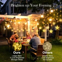 Star Solar String Lights Outdoor Waterproof, Solar Lights 8 Lighting Modes Solar Curtain Lights With Remote, Outside Patio Lights Decor For Tree Garden Outside Window Porch Christmas, Warm White -Xmas Lighting Shop 812Pl7TD81L. AC SL1500