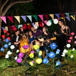 BBTO 8 Pieces Solar Flowers Lights Solar Rose Lights Waterproof Outdoor Garden 6 Colors Solar Pathway Lights With Stake For Yard Walkway Patio Lawn Walkway Christmas Party Decorations -Xmas Lighting Shop 812ShX2c9FL. AC SL1500