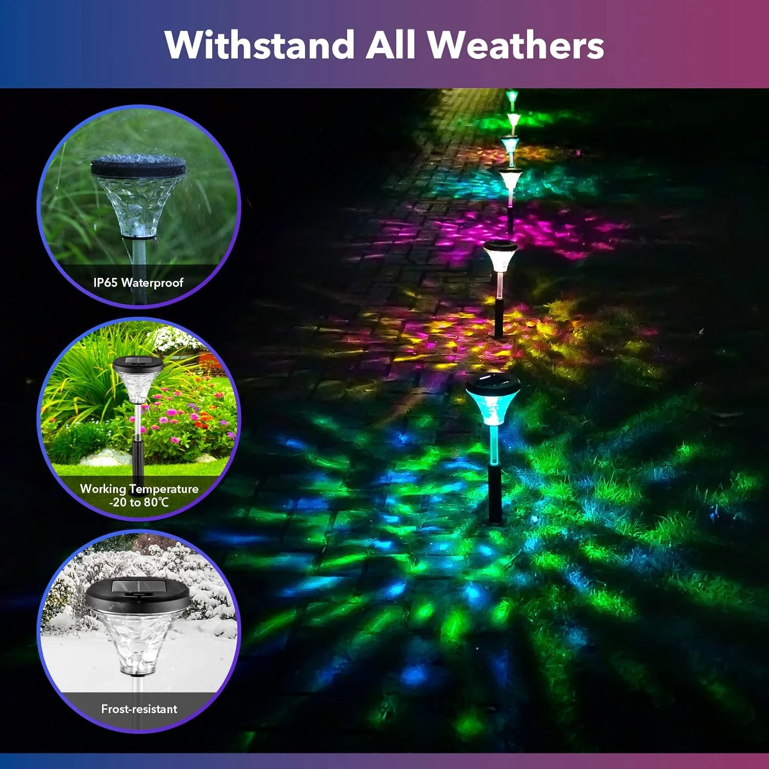 AGPTEK Solar Pathway Lights 6 Pack, Bright Christmas Decorative Dynamic Color Changing & Warm White Solar Lights Outdoor, Solar Landscape Path Lights For Garden, Yard, Driveway, Walkway, Fence, Lawn 7 AGPTEK Solar Pathway Lights 6 Pack, Bright Christmas Decorative Dynamic Color Changing & Warm White Solar Lights Outdoor, Solar Landscape Path Lights For Garden, Yard, Driveway, Walkway, Fence, Lawn - Image 7