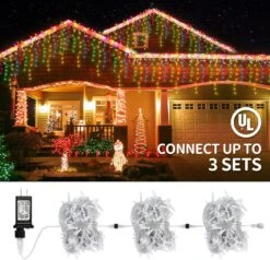 Oopswow Christmas Lights Outdoor Icicle Lights 300LED 33FT 8 Modes, Connectable Hanging Fairy String Lights With 30V UL Plug In For Valentine Wedding Party Eave Garden Wall Indoor Decor, Multicolor -Xmas Lighting Shop 812g8qVR8SL. AC SL1500