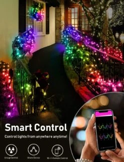 Popotan Outdoor String Lights, Color Changing Waterproof Christmas Lights With Remote Works With Amazon Echo, App Controlled Music Sync Led String Lights For Indoor Outdoor Decor (16.4 FT) 12 Popotan Outdoor String Lights, Color Changing Waterproof Christmas Lights With Remote Works With Amazon Echo, App Controlled Music Sync Led String Lights For Indoor Outdoor Decor (16.4 FT) -Xmas Lighting Shop 813I 3H969L. AC SL1500