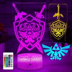 3D Legend Of Zelda Night Light, Zelda Illusion Bedside Lamp (3 Patterns), 7 Color Change Decor Lamp With Remote, Decor Gifts For Boy Kids Girls Christmas Birthday