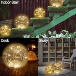 2 Pack (5.7 In & 4.5 In) Mercury Cracked Glass Globe Lights Home Decorative Sphere Night Light Battery Operated Ball Lamp For Christmas Livingroom Wedding Decor Birthday Present Warm White -Xmas Lighting Shop 813lYsvnNoL. AC SL1500