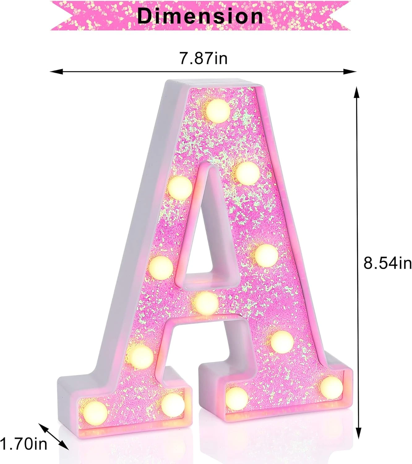 Foaky LED Letter Lights Sign Light Up Pink Letters Glitter Alphabet Letter Sign For Night Light Wedding/Birthday Party Battery Powered Christmas Lamp Girls Gifts Home Bar Decoration(A 5 Foaky LED Letter Lights Sign Light Up Pink Letters Glitter Alphabet Letter Sign For Night Light Wedding/Birthday Party Battery Powered Christmas Lamp Girls Gifts Home Bar Decoration(A - Image 5