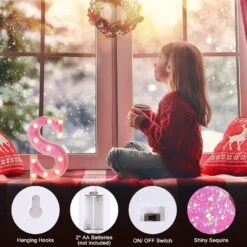 Foaky LED Letter Lights Sign Light Up Pink Letters Glitter Alphabet Letter Sign For Night Light Wedding/Birthday Party Battery Powered Christmas Lamp Girls Gifts Home Bar Decoration(A 10 Foaky LED Letter Lights Sign Light Up Pink Letters Glitter Alphabet Letter Sign For Night Light Wedding/Birthday Party Battery Powered Christmas Lamp Girls Gifts Home Bar Decoration(A -Xmas Lighting Shop 813ykWkWgoL. AC SL1500