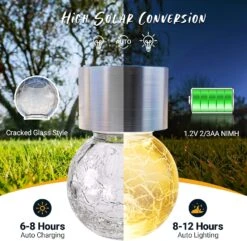 GIGALUMI 12 Pack Solar Outdoor Lights, Solar Hanging Lights For Christmas Decoration-Cracked Glass Solar Lights Outdoor Waterproof For Garden, Yard, Fence, Tree(Warm White) -Xmas Lighting Shop 8143rNipaL. AC SL1500