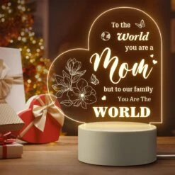 Gifts For Mom, Mom Birthday Gifts, Mothers Day Gifts From Daughter - Acrylic Engraved Night Lamp, Personalized Mom Gifts From Daughter Son, Best Gift For Mom On Mother's Day Birthday Christmas