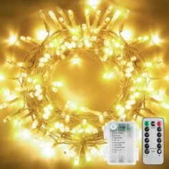 130 LEDs Battery Operated String Lights Outdoor, Waterproof LED Fairy String Lights With Remote Timer, 8 Modes Twinkle Fairy Lights For Indoor Christmas Tree - (Warm White, 45.8FT)