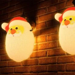2 Pack Christmas Cute Santa Claus Porch Light Covers 12 Inch, Outdoor Indoor Holiday Christmas Decoration Lampshade For Garage Lights Front Doors Yards Gardens Post Large Lamps Corridors Parties