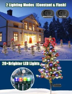 ZIVASA 40LED Solar Christmas Tree Lights Outdoor Decorations Waterproof, Small Solar Powered Christmas Tree With Super Bright LED Constant & Flashing Modes For Pathway Yard Patio Landscape 2PCS -Xmas Lighting Shop 814dyNiVIML. AC SL1500
