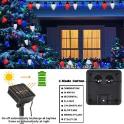 HUGSVIK C9 Bulb Solar 4th Of July Lights, 31Ft 50 LED Solar Red White And Blue Christmas Lights For 4th Of July Decorations, Waterproof Solar Patriotic Lights For July 4th Memorial Day Christmas -Xmas Lighting Shop 814iCqe5ML. AC SL1500