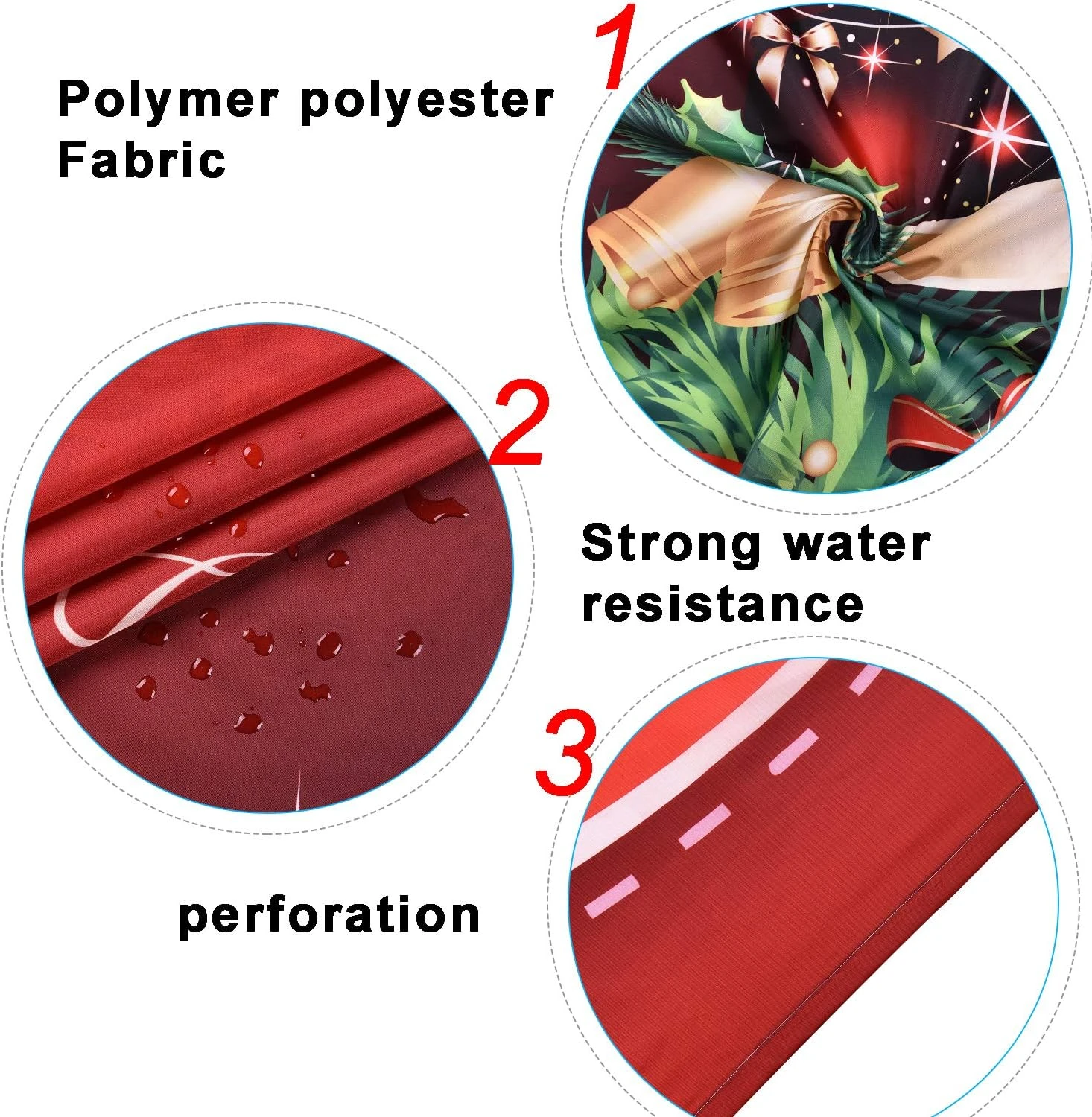 4 Pcs Merry Christmas Shower Curtain Sets With Non-Slip Rugs, Toilet Lid Cover, Bath Mat And 12 Hooks Xmas Tree Ball Snowflake Shower Curtain For Christmas Decoration 5 4 Pcs Merry Christmas Shower Curtain Sets With Non-Slip Rugs, Toilet Lid Cover, Bath Mat And 12 Hooks Xmas Tree Ball Snowflake Shower Curtain For Christmas Decoration - Image 5