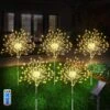 Solar Garden Lights, Firework Lights Outdoor 5 Pack 120 LED Solar Waterproof Decorative Starburst Lights Landscape Lamp Adjustable Brightness, Decor For Courtyard Garden Christmas Party(Warm White)
