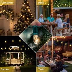 Vanpein C9 Clear Christmas String Lights, 50FT Outdoor Christmas Lights For Patio Roofline Indoor, Vintage C9 String Lights With 50+4 Bulbs For Garden Party Holiday Wedding Decor, Green Wire -Xmas Lighting Shop 815RzUflEGL. AC SL1500