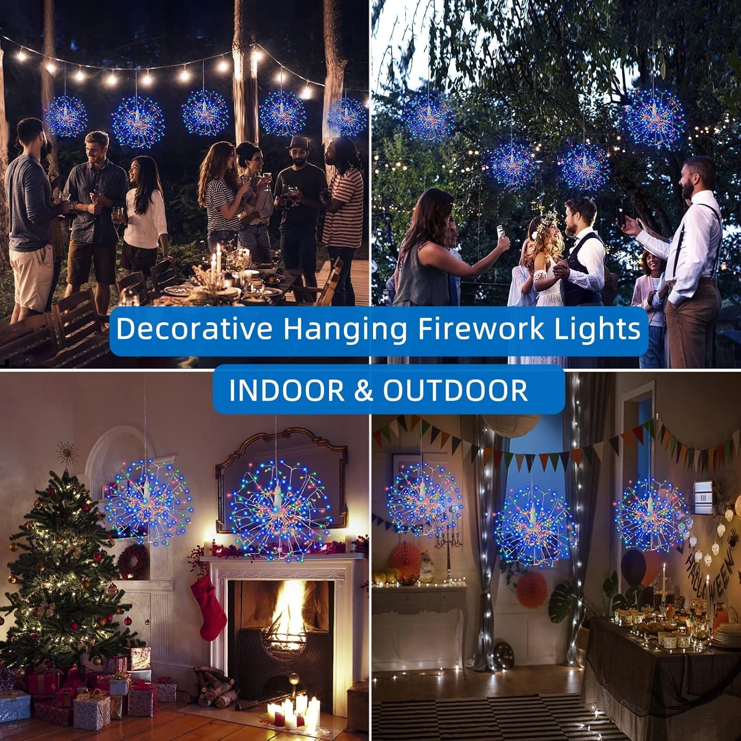 360 LED Hanging Starburst Sphere Lights 2 Pack Battery Operated Firework Light Remote Control 8 Mode Waterproof Silver Wire Fairy Light Chandelier For Gazebo Girl Gift Christmas Indoor Outdoor Decor 2 360 LED Hanging Starburst Sphere Lights 2 Pack Battery Operated Firework Light Remote Control 8 Mode Waterproof Silver Wire Fairy Light Chandelier For Gazebo Girl Gift Christmas Indoor Outdoor Decor - Image 2