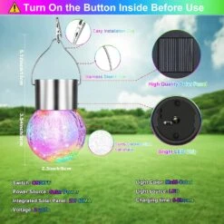 12Pack Outdoor Hanging Solar Lights - Cracked Glass Solar Lights Waterproof LED Decorative Ball Lights Tree Solar Powered Globe Lights With Hook For Garden Yard Fence Christmas Decoration, Multicolor -Xmas Lighting Shop 815nknQYNnS. AC SL1500