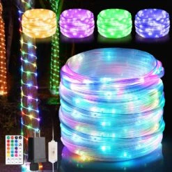 Connectable 100ft Rope Lights Outdoor With 300 LEDs, 18 Color Changing Outdoor String Lights Plug In With Remote, Extendable IP68 Waterproof Fairy Lights For Garden Patio Deck Bedroom Christmas Decor