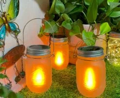 Aikeve Hanging Solar Mason Jar Lights ,4 Pack LED Outdoor Solar Garden Lantern,Solar Lanterns For Outdoor Patio Party Garden Wedding Christmas Decor Lights(Mason Jars/Handles Included) -Xmas Lighting Shop 815v1mSKzL. AC SL1500