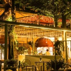 Orangie LED Icicle Lights, 96 LEDs 11.4ft 8 Modes, Curtain Fairy Light, LED String Light For Wedding/Christmas/Halloween/Thanksgiving/Easter/Party Backdrops Family Patio Lawn Decoration(Warm White) -Xmas Lighting Shop 815z2B76GEL. AC SL1001