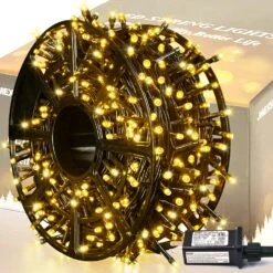 JMEXSUSS 500 LED Christmas Lights Outdoor, 173ft 8 Modes Christmas Tree Lights Green Wire, Waterproof Christmas String Lights Plug In For Indoor Party Wedding Xmas Decorations(Warm White)