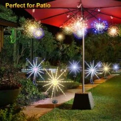 DenicMic Solar Firework Meteor Lights 2 Pack, Outdoor Solar Garden Decorative Starry Starburst Lights With Remote, 8 Modes Landscape Path Lights For Patio Yard Christmas Decor (Multicolor) -Xmas Lighting Shop 816C6qZXSWL. AC SL1000
