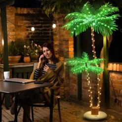 Solar Lighted Palm Trees For Outside Patio, Bar Pool Deck Outdoor Decorations Decor, Light Up LED Artificial Fake Tree Lights For Yard Tropical Party Christmas -Xmas Lighting Shop 816UJvWx5L. AC SL1500